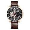 OFFCUP Reloj para Hombre, 55mm Cronografo Relojes, Reloj Analógico de Cuarzo con Luminosa et Fecha Automática, Reloj de Cuero, Negocios Casual Negocios Relojes de Pulsera Regalo para Hombre