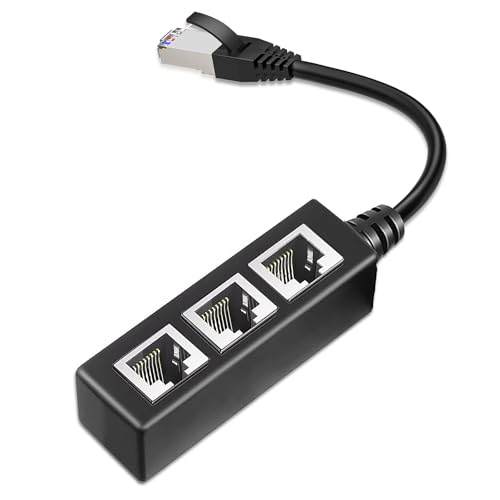 Image of esbeecables RJ45 Ethernet Splitter Cable,RJ45 1 Male to 3 x Female LAN Ethernet Splitter Adapter Cable Suitable Super Cat5, Cat5e, Cat6, Cat7 LAN Ethernet Socket Connector Adapter