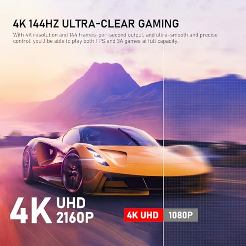 Image of Gawfolk 32-inch 4K Ultra HD Computer Monitor, 144Hz Gaming Screen, 1ms, Adaptive Sync, 100% sRGB, 178 Wide Viewing Angle, HDMI 2.1, DisplayPort, Compatible with 100 * 100MM Wall Mount-Black