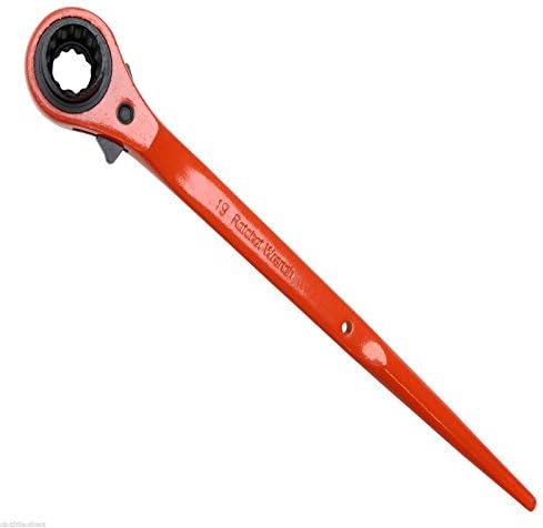 Scaffold Spanner/Ratchet Podger Spanner/Steel Erect Spanner 17mm x 19mm Orange Powder Coating Finish