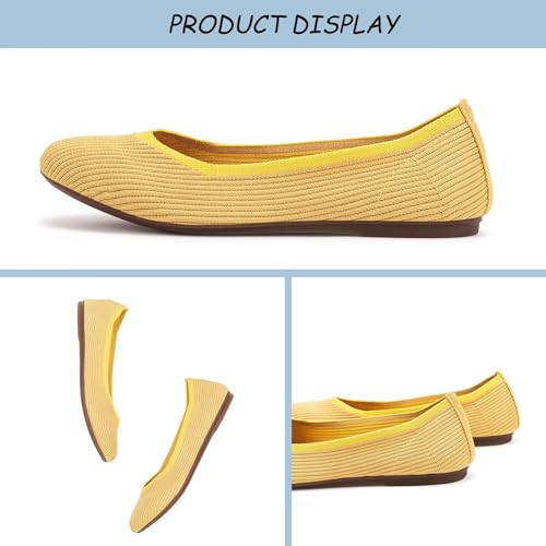 Image of Frank Mully Women's Ballet Flats Round Toe Walking Flats Slip On Work Shoes Knitted Flats Shoes for Woman Soft Lightweight