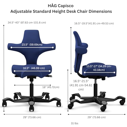 Image of HAG Capisco Standard Chair-Black Frame-Upholstered Cobalt Blue