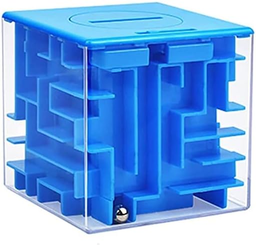 HUEX Money Maze Puzzle Cube Box, 3D Rolling Ball Maze Cube Puzzle, Money Holder Box Brain Teasers Toy Gifts for Kids, Adults, Coin Collection Cube Saving Bank Cases