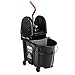 Rubbermaid Commercial Products WaveBrake 35 QT Down-Press Mop Bucket and Wringer Combo on Wheels with Dirty Water Bucket Black for Heavy-Duty Floor Cleaning