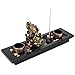 MyGift Mini Zen Garden with Ganesh Statue, Incense Stick Burner, Tealight Candle Holders, Decorative Rocks and Display Tray
