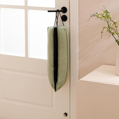 Image of Sunolga Door Draft Stopper Blocks Hot and Cold Air with Removable Washable Cover for Bottom of Door, All-Season Seal for Noise, Wind, Door Sweep for Gaps Up to 3 inch, Home Essentials, 38 inch, Light Green