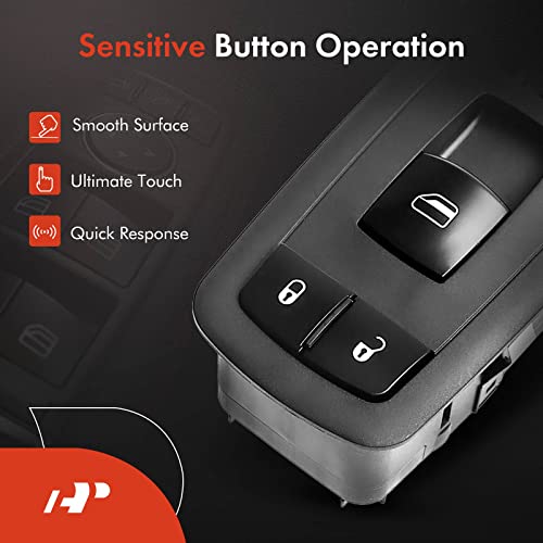 A-Premium Front Right Power Window Switch Compatible With Chrysler Town & Country 08-11 & Dodge Grand Caravan 08-12, Journey, Nitro & Jeep Liberty 08-12, W/O Auto Function, Replace# 4602540Af #TOP4