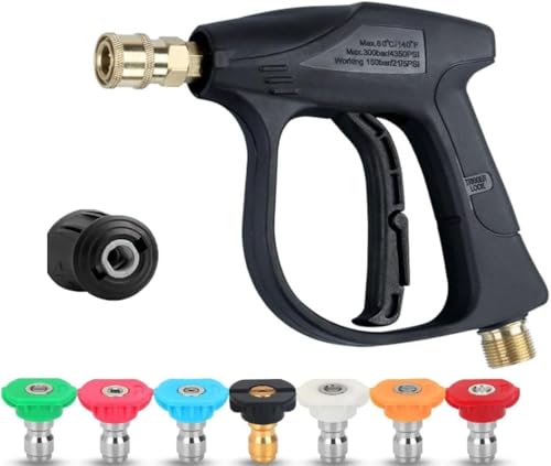 Pistolet de lavage haute pression 4350 PSI avec 7 embouts de buse et raccord rapide, compatible avec les modèles Karcher K1-K7, pistolet de lavage à jet...