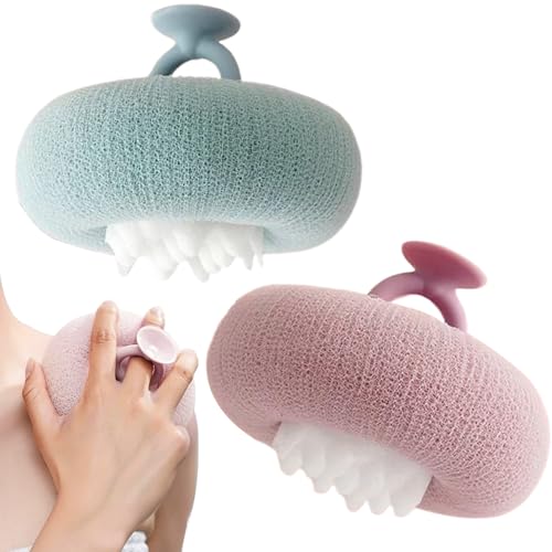 Bkljkf Esponjas de ducha con diseño de girasoles - exfoliante corporal 2 en 1, 2 piezas con de malla para niños y adultos