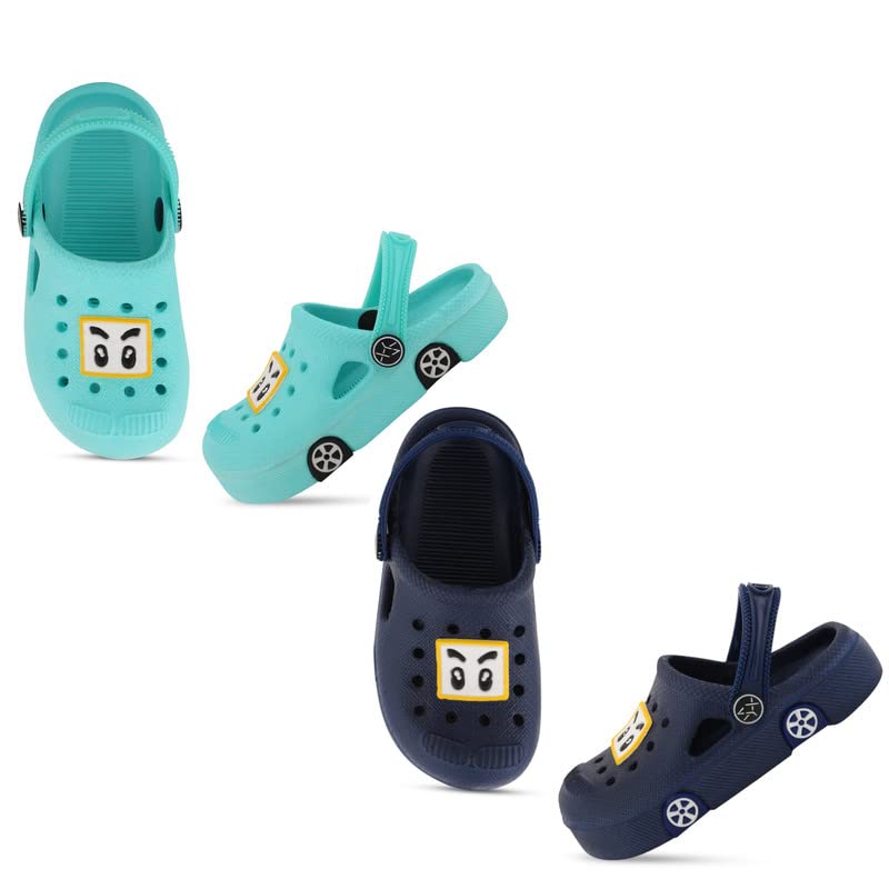 Image of SMARTOTS Pack of 2 Car Design Kids Clogs for Daily Use, Kids Eva Sandals for Boys and Girls with Adjustable Sling Back Strap