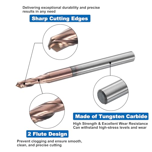 Image of HARFINGTON 5 Pcs Ball Nose End Mill 2 Flute 3 /32 inch Diameter 1 /8 inch Shank Tungsten Carbide AlTiN Coated Spiral CNC Router Bits 9 /32 inch Cutting Length Single End Ball for Carving Engraving Grinding