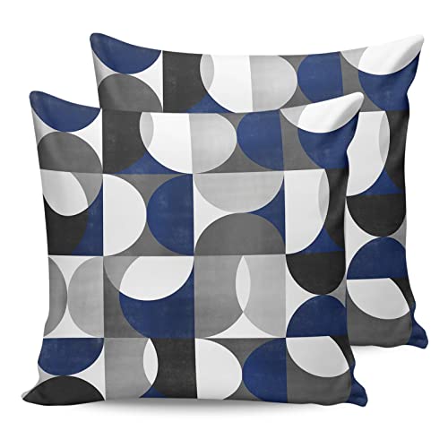 Abstract Vintage Medieval Pack of 2 Pillowcases Blue Gray Geometric