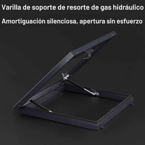 Miniatura 3 de Ventana De Tejado Resistente, Claraboya Techo De Aluminio Y Metal, Claraboya Empotrada, Ideal Para Áticos, Terrazas Acristaladas 70x70cm 28x28in