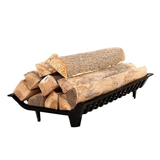 PHI VILLA 27 Inch Cast Iron Fireplace Grate Heavy Duty Steel Fire Grates with Legs, Black