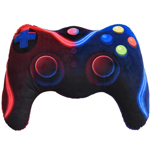 Meeting Story Game Controller Shaped Plush Throw Pillow Cushion Gamer Room Decoration for Sofa Couch/Computer Chair/Bed Gifts Gaming Pillow (Red Blue Large)