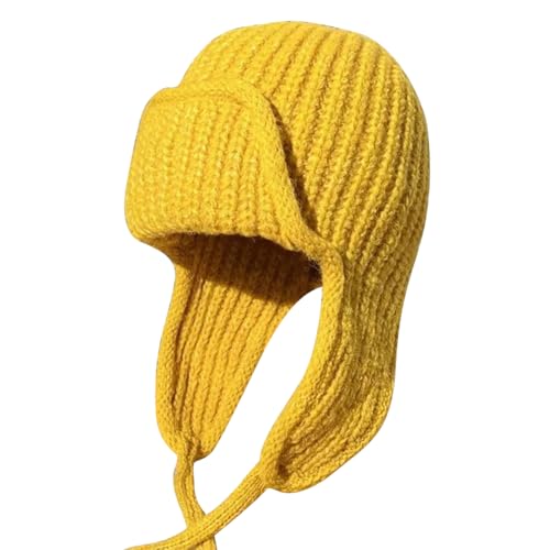 Bonnet tricoté chaud d'hiver avec protection oreilles style trappeur