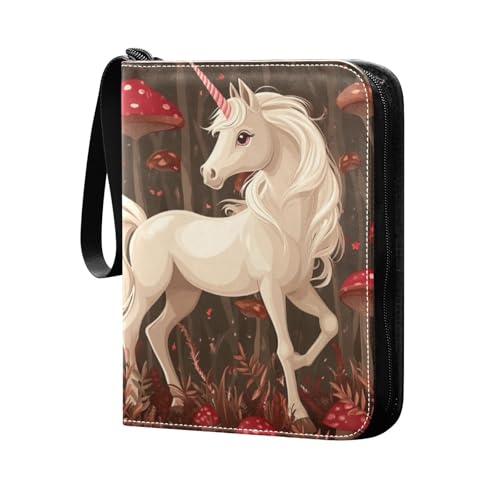 Carpeta de álbum de fotos con fundas extraíbles de doble cara para niños y niñas, juguetes de regalo, diseño de unicornio robusto, color burdeos