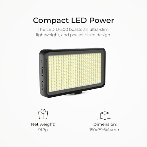DIGITEK® (LED-D300) 25W Ultra Slim LED Light with Hot Shoe Mount & Color Temp Control 2500k-9900k, Lumen 2500LM, Compatible with Camera, Tripod, Camcorder for Photo & Video Shoots (Battery Excludes) 9 41psmCdYgOL