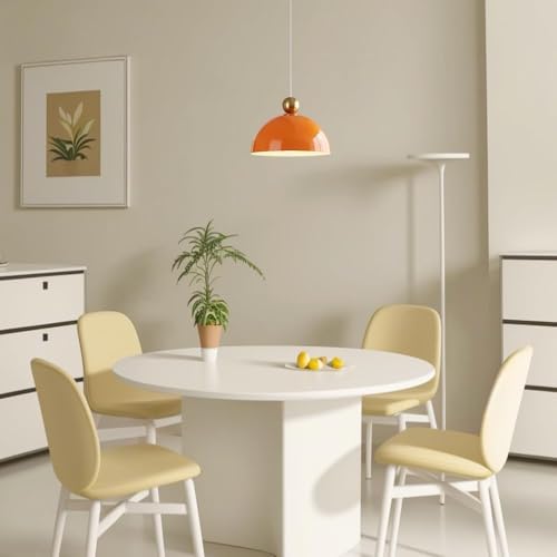 Pendant Light,Modern Dome Round Metal Hanging Lamp Shade Chandelier Kitchen Island Ceiling Lighting Fixture, Modern Single Suspended Lights Dining Room Chandelier E27(Orange) [2]