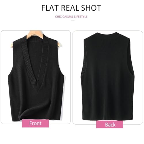 ZUEVI Women's Sweater Vest V Neck Sleeveless Pullover Knitwear Tops Casual Trendy Solid Crop Knitted Sweaters Vests4