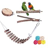 Percha antideslizante: percha para pájaros está hecha de material de madera natural, es seguro e ideal para masticar y morer, permite que el loro se mantenga cómodamente sin deslizarse fácilmente, lo que mantendrá los picos de tus pájaros y clavos recortados y moldeados de forma natural.