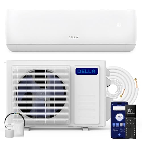 DELLA Motto Series 23000 BTU 19 SEER2 230V Mini Split AC, Cools Up to 1500 Sq.Ft, Works with Alexa and Wifi, Ductless Inverter System Air Conditioner, Pre-Charged Heat Pump and 16.4ft Kits