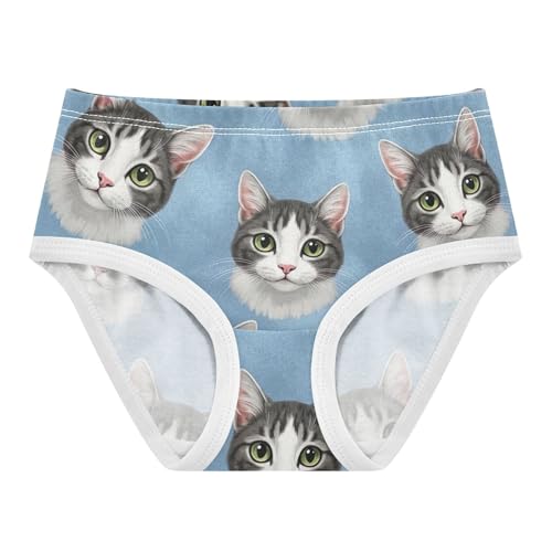 Cotton Girls Underwear Toddler Cute Kitty White Grey Cats Girl Panties Cute Fun Print Briefs Undies Kids 2t