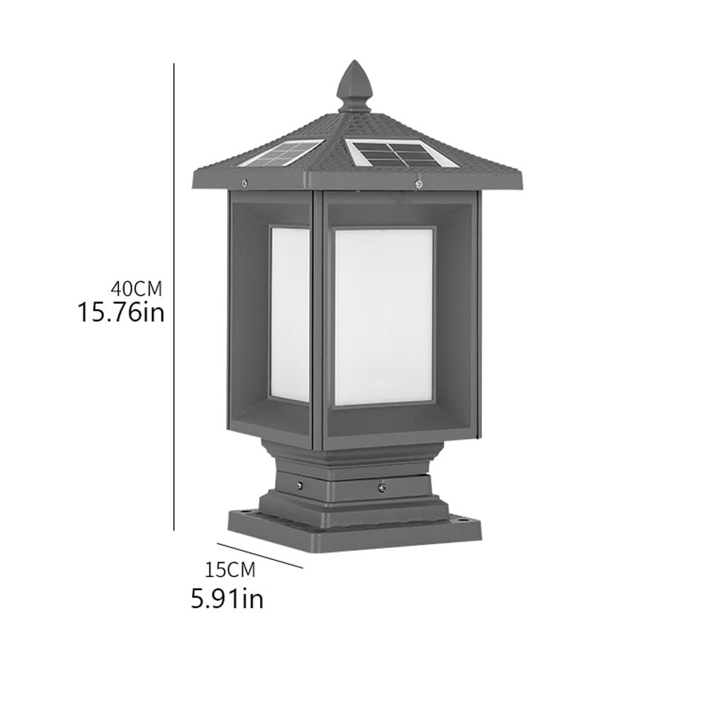 Zewnętrzna lampa solarna LED, automatyczne włączanie/wyłączanie, konstrukcja okna, vintage, aluminium, odlew ciśnieniowy, akrylowy, abażur, filar, oświetlenie zewnętrzne, proste