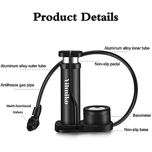 Mini Bicycle Pump Bike Foot Pump 120 Psi Foot Activated Floor Pump With Extra Sensitive Pressure Gauge Portable Air Pump With Gas Ball Needle For All Bike, Fits Presta & Schrader Valve #TOP2