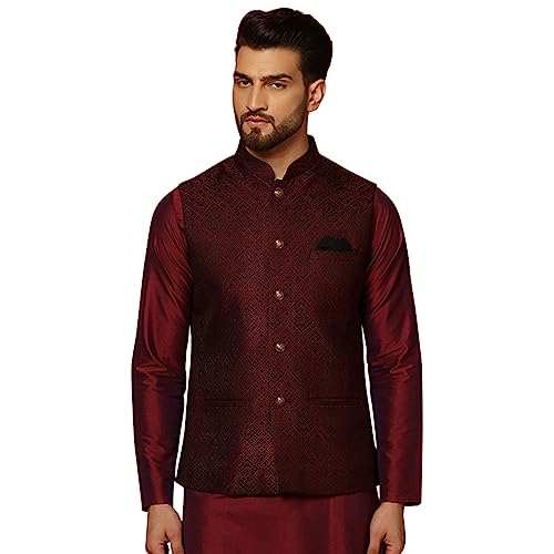 Image of KISAH Men's Jacket - Textured Silk Blend Jacquard - Indian Wedding Outfit for Men - Ideal for Weddings and Festivals