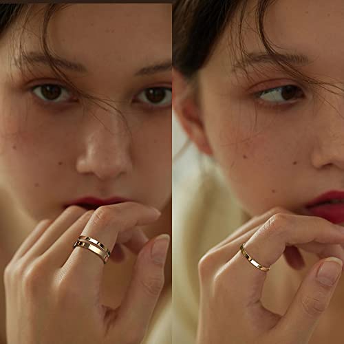 Adramata 1-8Mm 14K Gold Filled Rings Stacking Rings For Women Stackable Rings Thin Band Rings Plain Pinky Thumb Finger Rings Trendy Mid Statement Rings Comfort Knuckle Rings Set Size 7 #TOP4