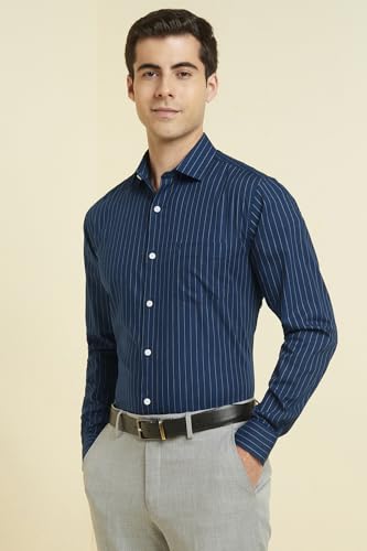 Image of Allen Solly Men's Striped Formal Shirt | Classic Fit | Crisp Tailored Look | Office, Business & Workwear