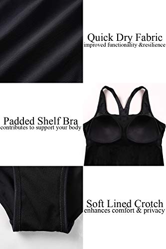 beautyin Athletic One Piece Swimsuit Sport Training Bathing Suit Swimwear S