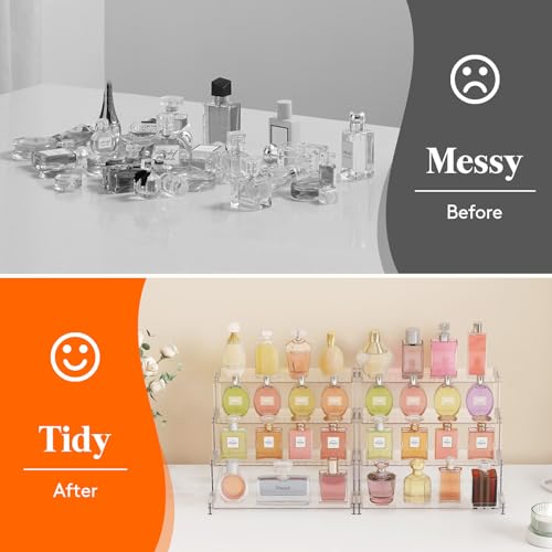 Lifewit 4 Tier Clear Display Riser Stand with Decorative Secure Fences, Tool-free Assembly, Plastic 12 Inch Perfume Organizer, Display for Figures, Cupcake, Dessert, 1-pack by Lifewit - Image 8