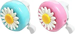 2 peças de campainha de bicicleta margarida sino de bicicleta alto nítido som claro sinos de bicicleta bonito scooter buzina acessórios para crianças rosa azul