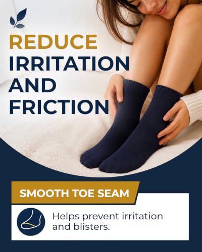 Image of Pembrook Bamboo Viscose Diabetic Socks for Women & Men - 6 Pairs Ankle Socks for Swollen Feet | Neuropathy Socks