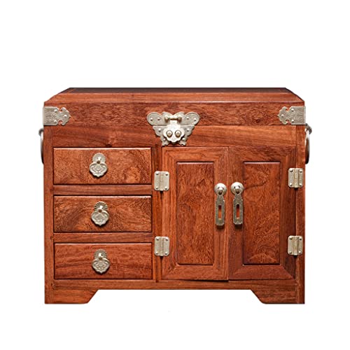 OZBMA Joyero Organizador de Caoba, joyero de Madera, Caja del Tesoro, Caja de Almacenamiento de Pendientes, Organizador de Joyas pequeño (E 29 x 20 x 24 cm) (B 29 x 20 x 24 cm)