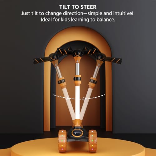 Lifelong Scooter for Kids 3+ Years - Foldable with PVC Wheels & Adjustable Height - Kick Scooter Capacity 50kg- for 3+ Year Old boy & Girl - Skate Scooter (Black & Orange) - Image 4 thumbnail