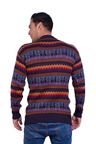 Crewneck Navy Blue Alpaca Sweater for Men - Winter Pullover4