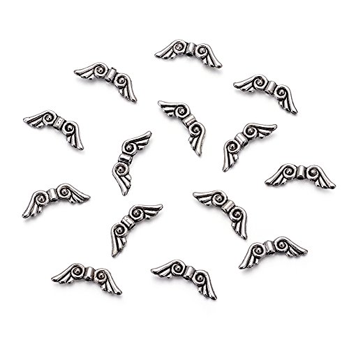 Beadthoven 100Pcs Angel Wing Beads Tibetan Style Alloy Beads For Diy Bracelets Necklace Handmade Creative Presents Gifts Antique Silver 5X15.5X2Mm Hole: 1Mm #TOP25