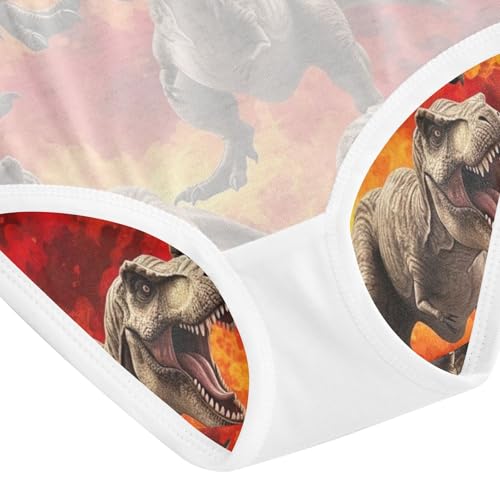 Roaring Dinosaurs Orange Girls Underwear, Toddler Panties, Girls Underwear Cotton, 2–8 Years4