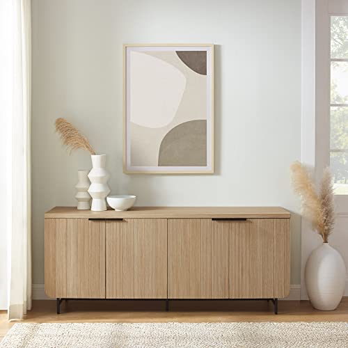 Walker Edison Modern Scandinavian Fluted Door Kitchen Storage Sideboard Buffet Cabinet Console, 69 Inch, Coastal Oak/Black Walker Edison Modern Scandinavian Fluted Door Kitchen Storage Sideboard Buffet Cabinet Console, 69 Inch, Coastal Oak/Black