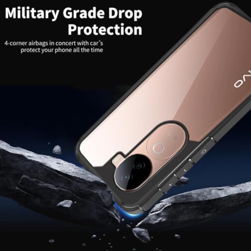 Image of SHINESTAR Ultra Slim Clear Back Cover for Vivo V40e / iQOO Z9s 5G, Transparent Hybrid Hard Shell Plastic & Soft Silicone Rubber Bumper, Non-Yellow Acrylic Protective Cover - Black