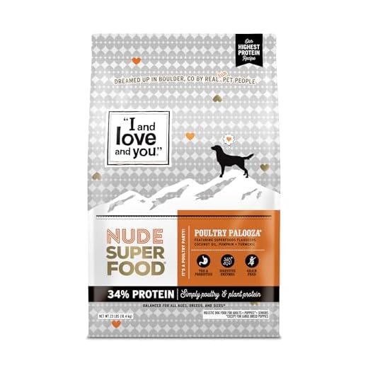 I and love and you Nude Super Food Dry Dog Food - Turkey + Chicken - Prebiotic + Probiotic, Grain Free, Real Meat, No Fillers, 23lb Bag