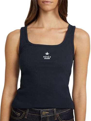 Haut côtelé Guess Jeans Slim Rib brodé, l'élégance d'une maille fine