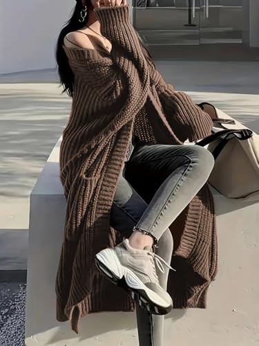 Image of Womens Long Cardigan Sweaters Open Front Oversized Duster with Pocket for Women 2025 Fall Winter Knit Design Coats