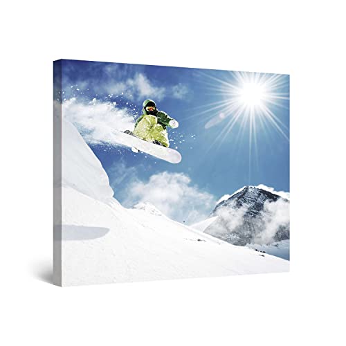 Startonight Canvas Wall Art Snowboard - Winter Sports Framed 32 X 32 Inches #TOP15
