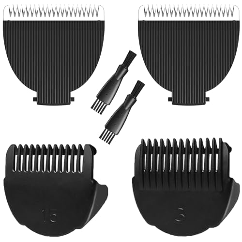 Replacement Blades and Protecting Guards 2 Pack for MANSPOT Trimmer, Compatible with MANSPOT Manscape Groin Hair Trimmer for Men and Women, HCW017 HCW003A, with 2 Cleaning Brush, Black