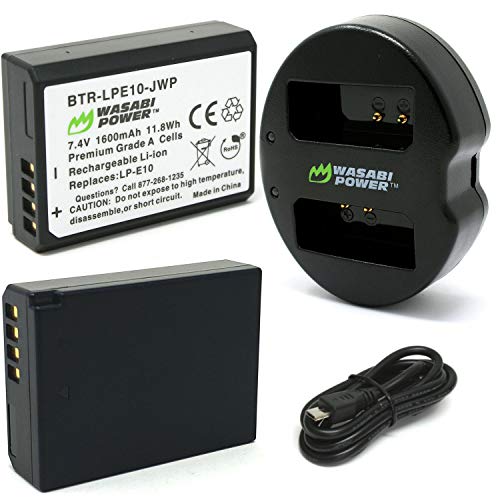 Wasabi Power Battery (2-Pack) And Dual Usb Charger For Canon Lp-E10 & Canon Eos Rebel T3, Rebel T5, Rebel T6, Rebel T7, Rebel T100 (100% Compatible With Original) #TOP11