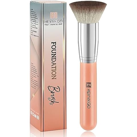 Foundation Brush, HEYMKGO Flat Top Kabuki Foundation Brush for Liquid Makeup, Professional Synthetic Makeup Brushes for Blending Liquid Powder or Cream Beauty Face Makeup Tools Cover